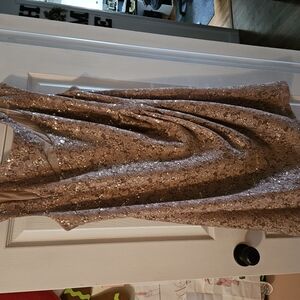 Scarlett Sequin Lace Midi Dress in Gold